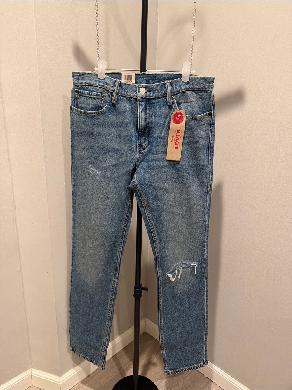 Levi's Men's waist 31 length 3Light Blue slim Jeans with Distressed Knee